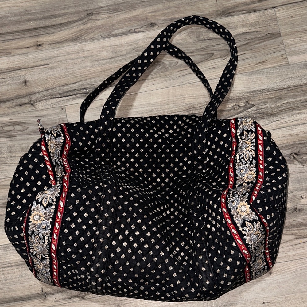 Vintage Vera Bradley Black and Red Floral Tote